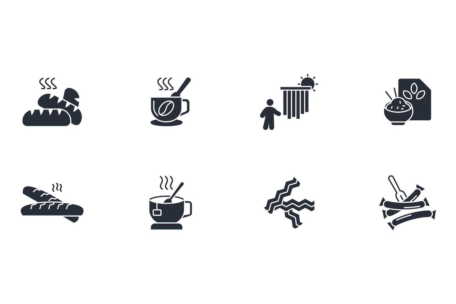 Breakfast icon set..Editable stroke.linear style sign for use web design,logo.Symbol illustration. vector
