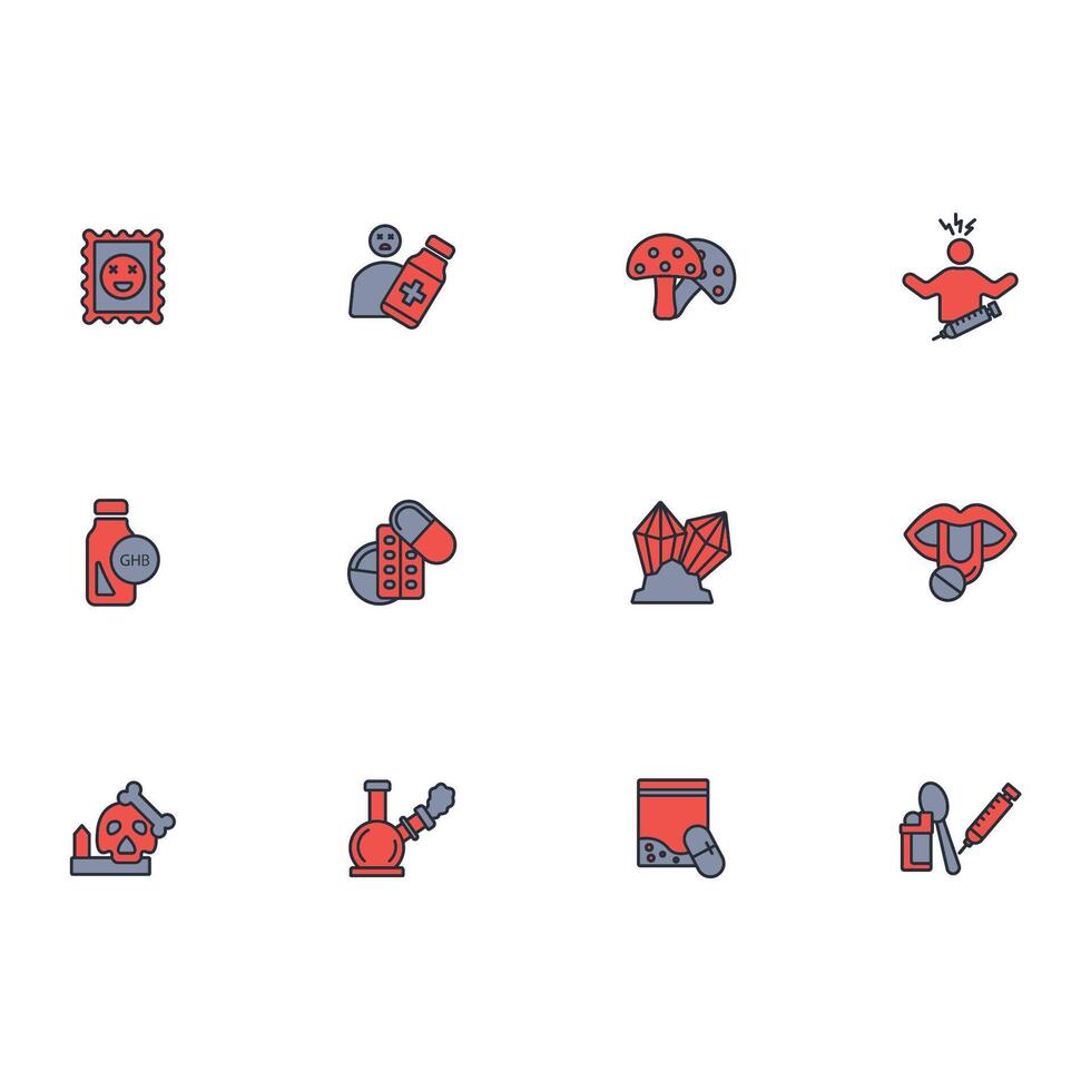 drugs icon set..Editable stroke.linear style sign for use web design,logo.Symbol illustration. vector