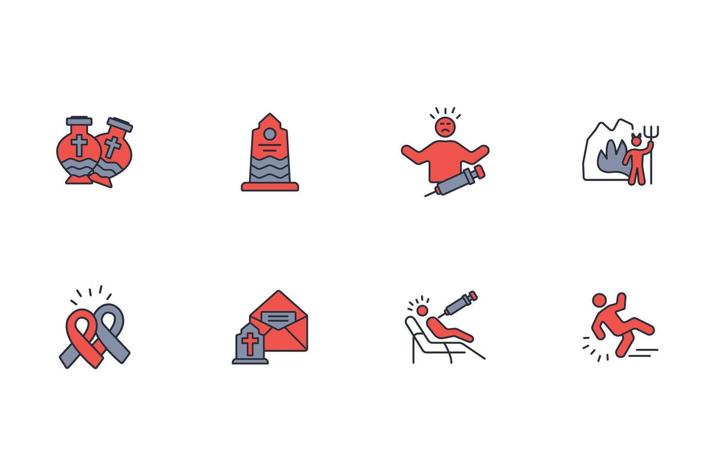 death icon set..Editable stroke.linear style sign for use web design,logo.Symbol illustration. vector