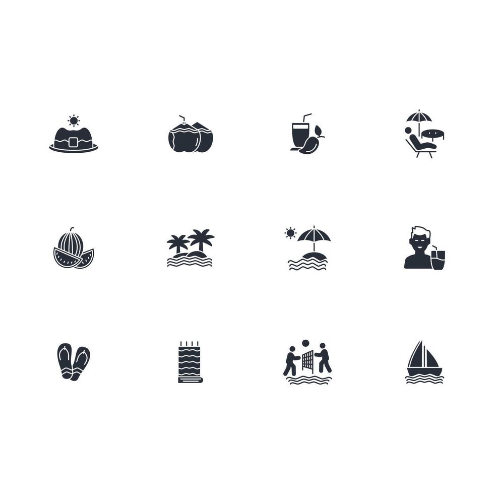 Summer icon set..Editable stroke.linear style sign for use web design,logo.Symbol illustration. vector