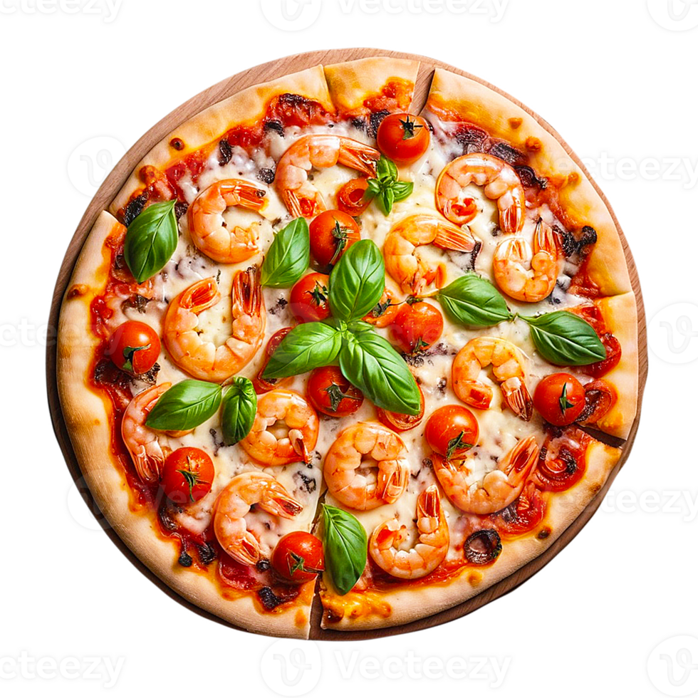 Shrimps Pizza isolated on a transparent background png
