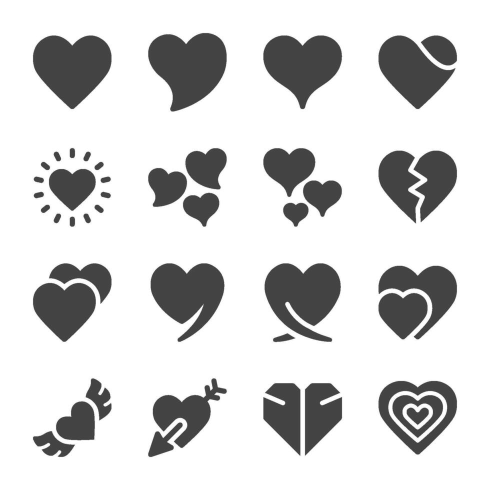 heart solid icon set vector