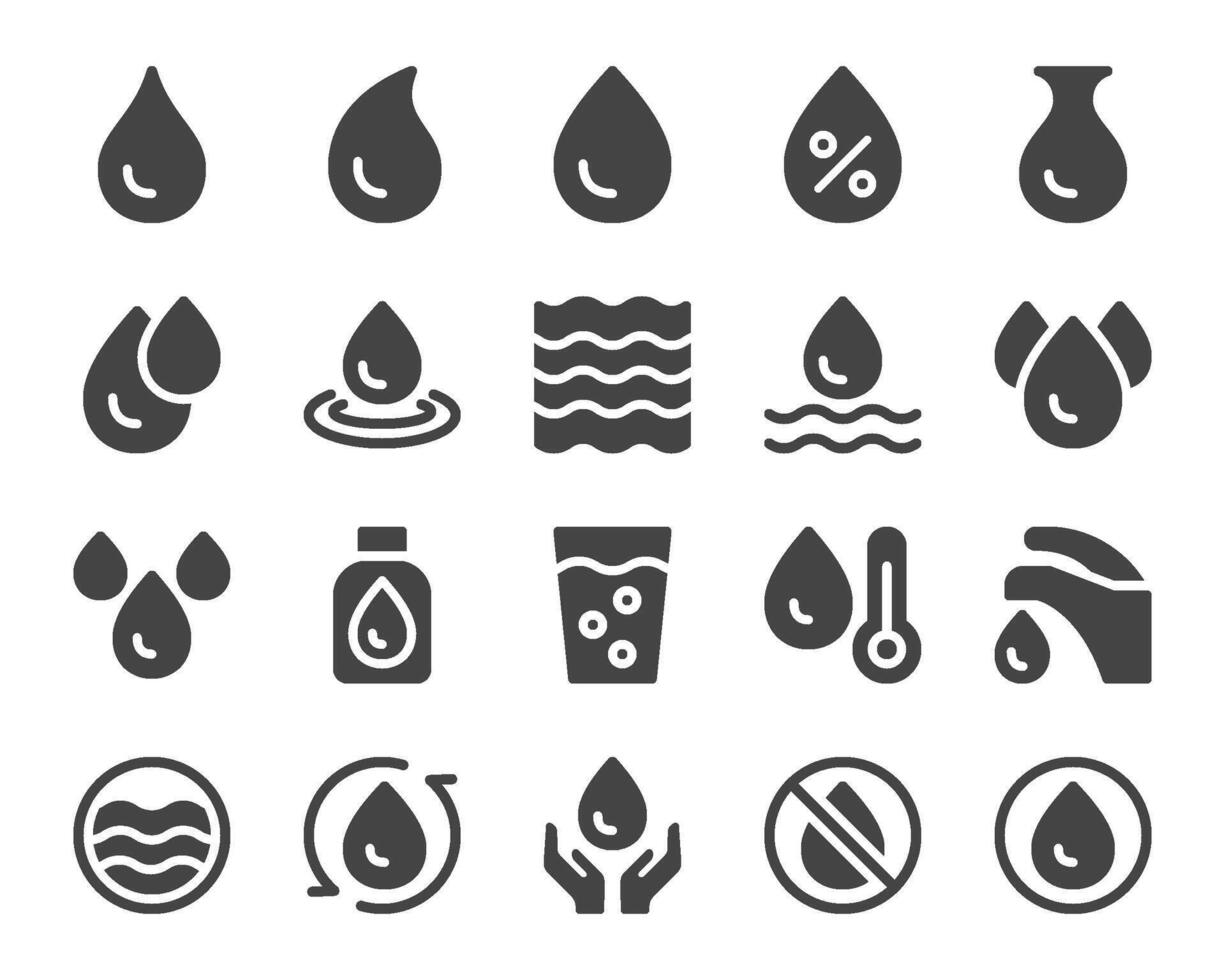 water solid icon set vector