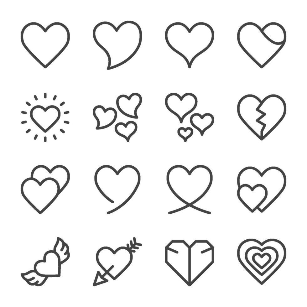 heart line icon set vector