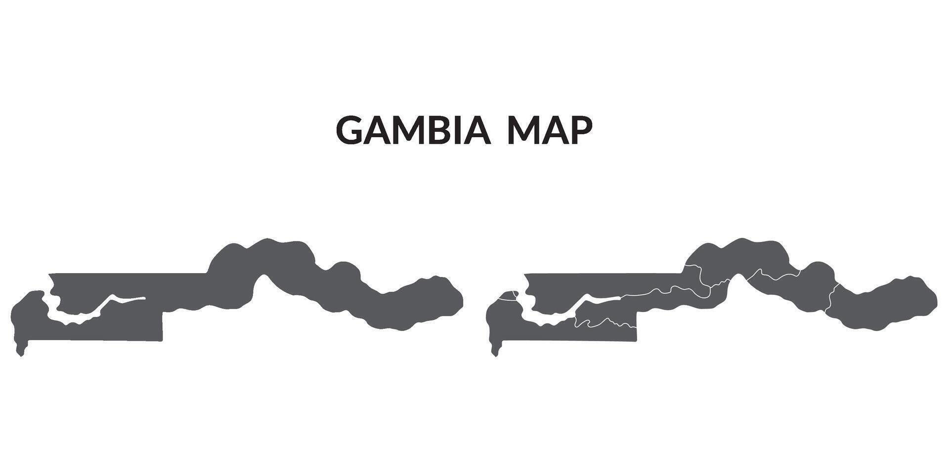 Map of Gambia in grey of plain map and province map vector
