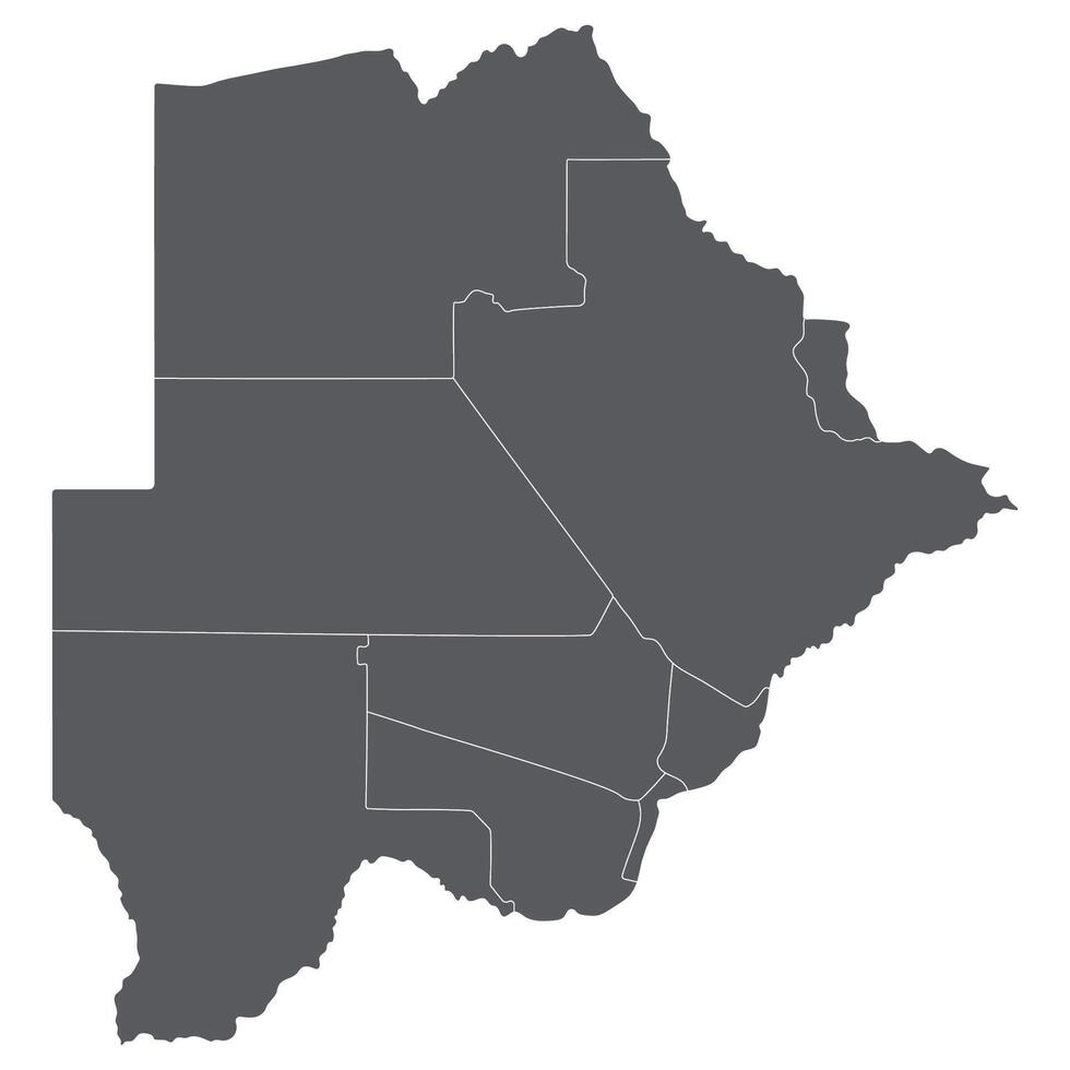 Botswana map. Map of Botswana in administrative provinces in grey color vector