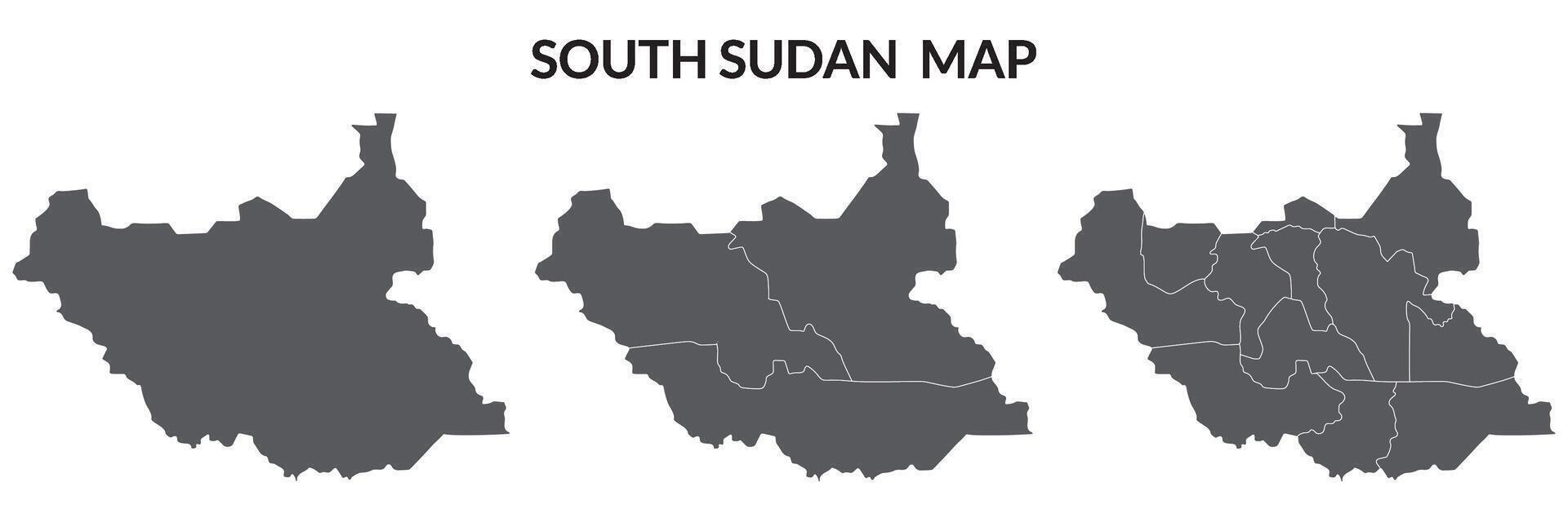South Sudan map in grey color of plain map and province map vector