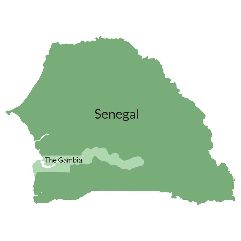 Senegal and Gambia map in green color vector