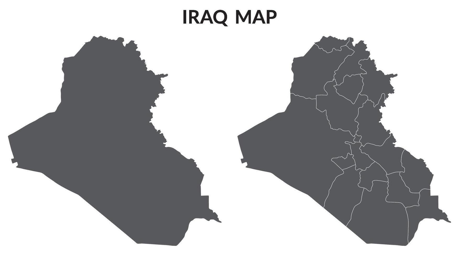 Map of Iraq in grey color with plain map and provinces map vector