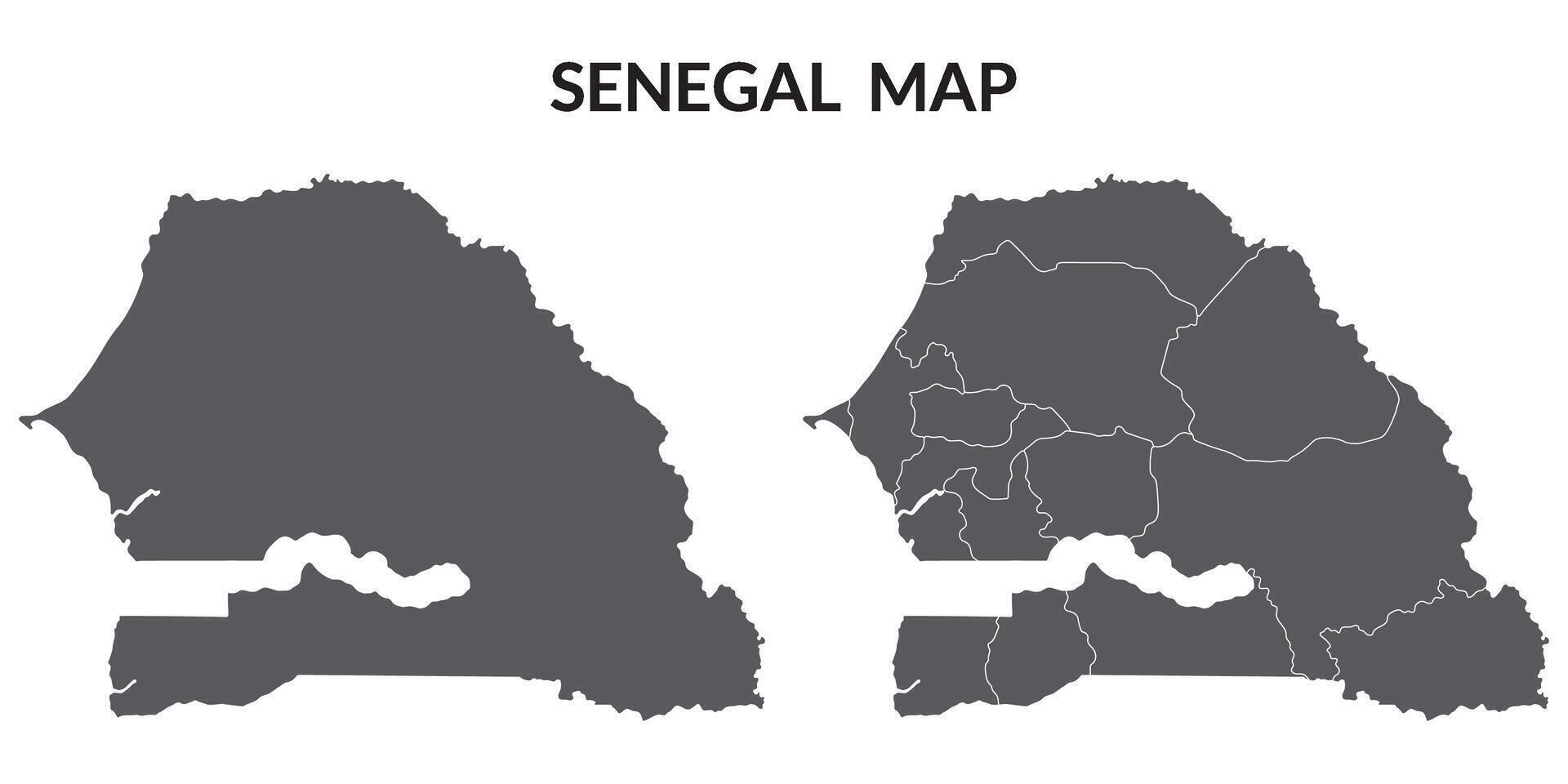 Senegal map in grey color of plain and province map vector