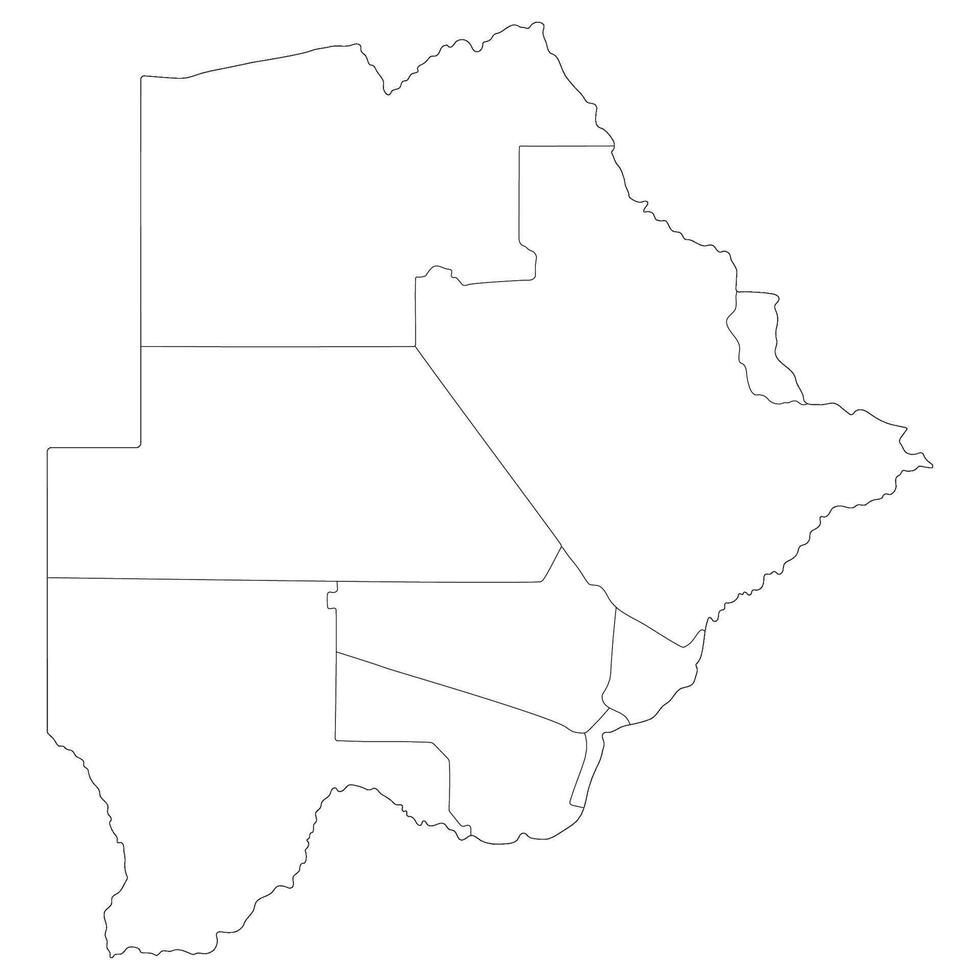 Botswana map. Map of Botswana in administrative provinces in white color vector