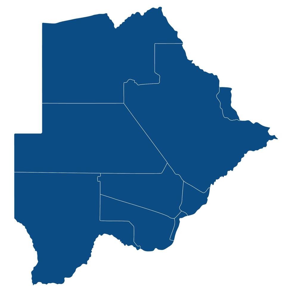 Botswana map. Map of Botswana in administrative provinces in blue color vector