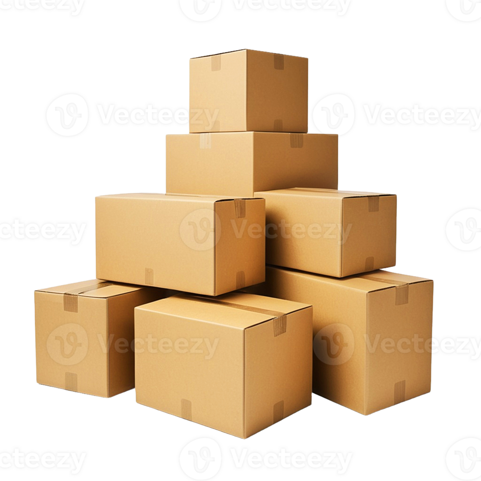 a stack of Cardboard Boxes isolated on Transparent background png