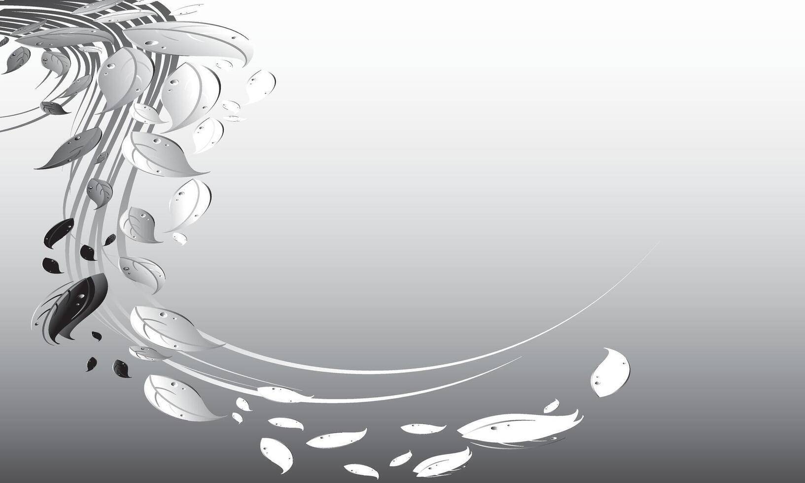 Elegant Monochrome Leaves in Flowing Abstract Motion vector