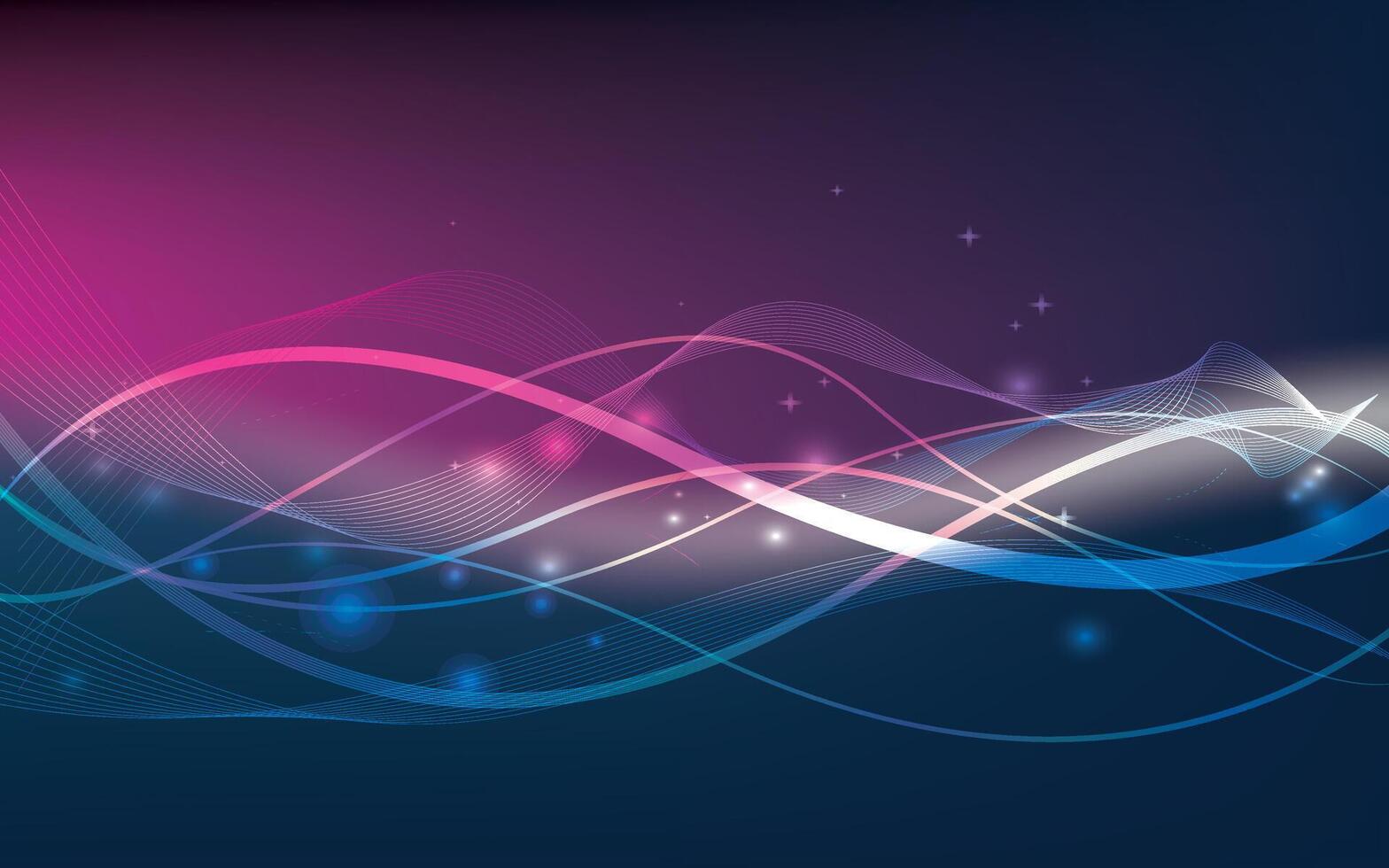 Purple and Blue Waves with Cosmic Light Effects vector