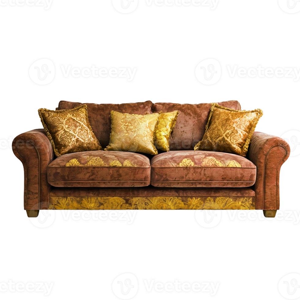 golden Sofa isolated on Transparent background png