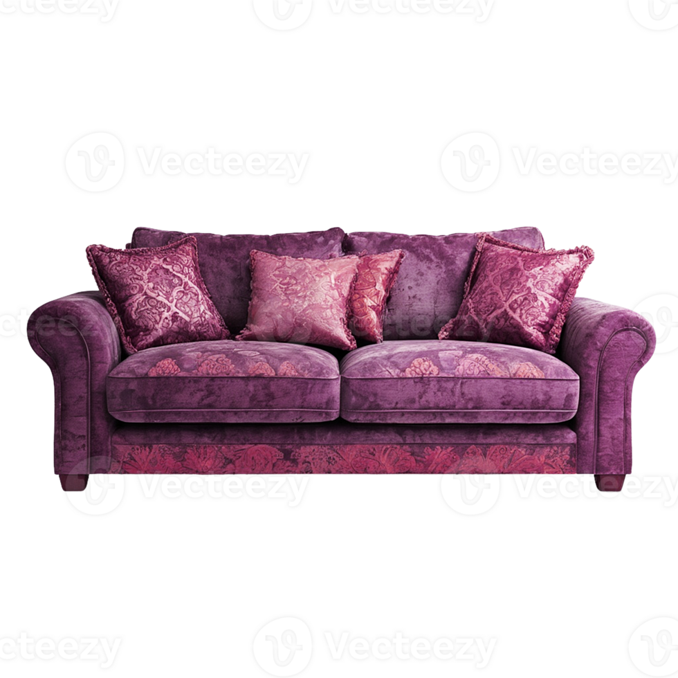 violet Sofa isolated on Transparent background png
