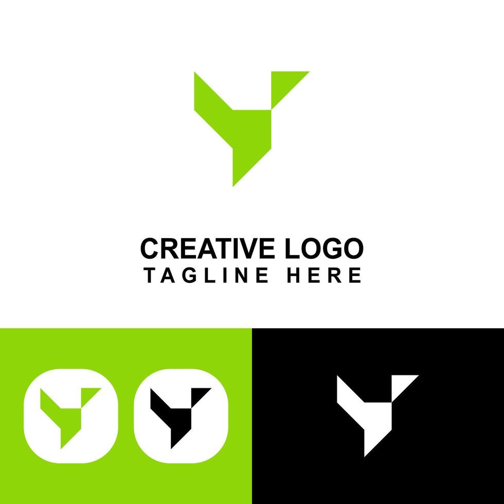 Modern Y logo symbol with leaf green color. vector