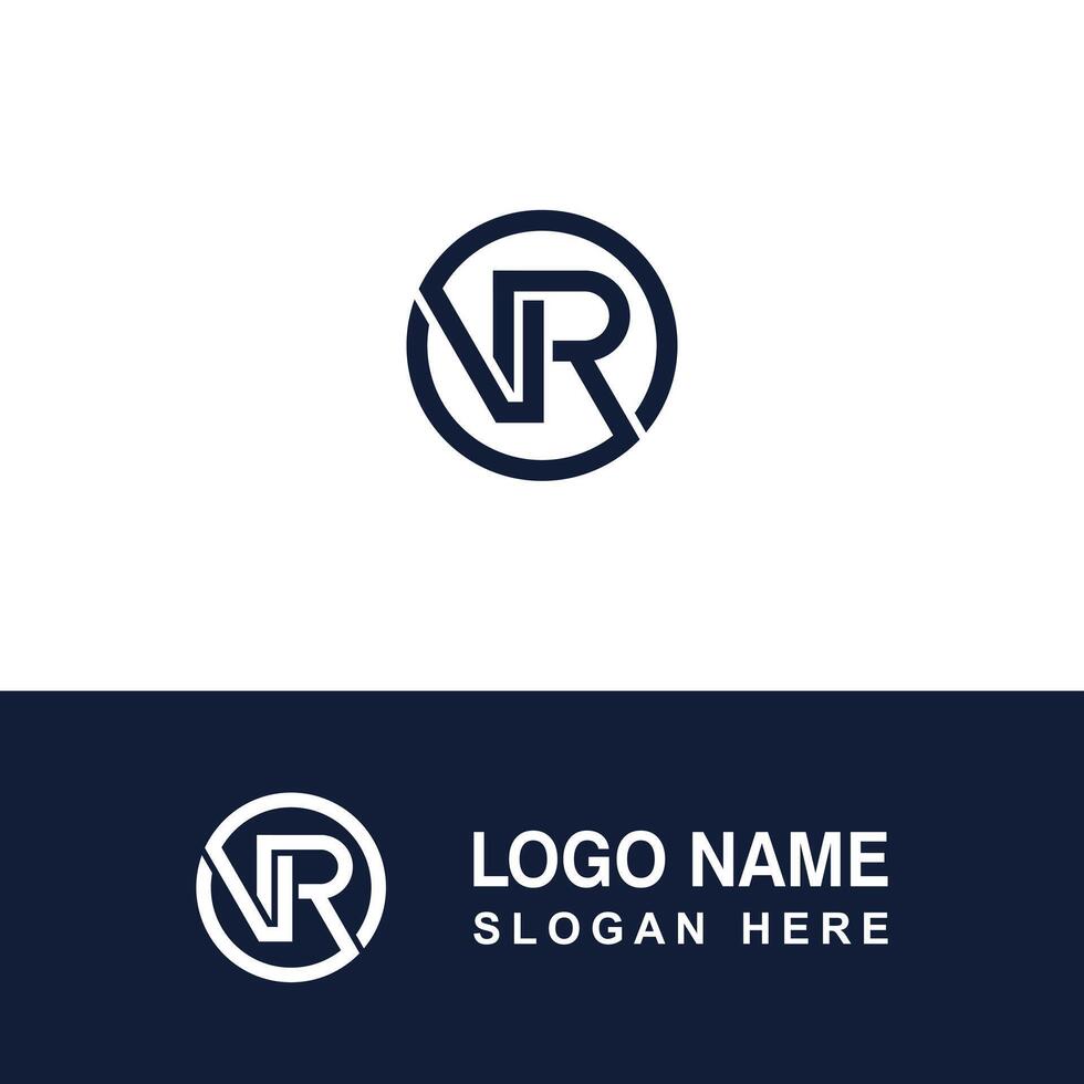 Combine VR logo with circle concept. vector