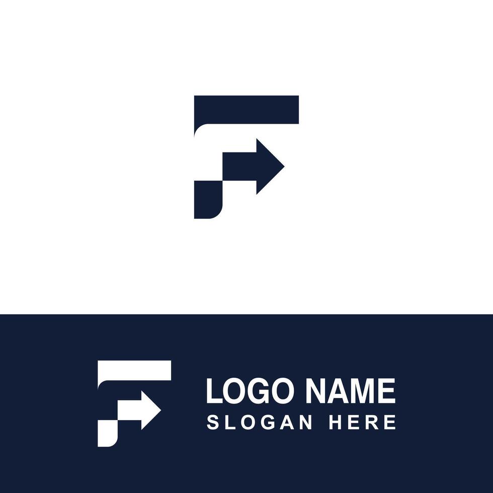 F logo template with arrow combination. vector