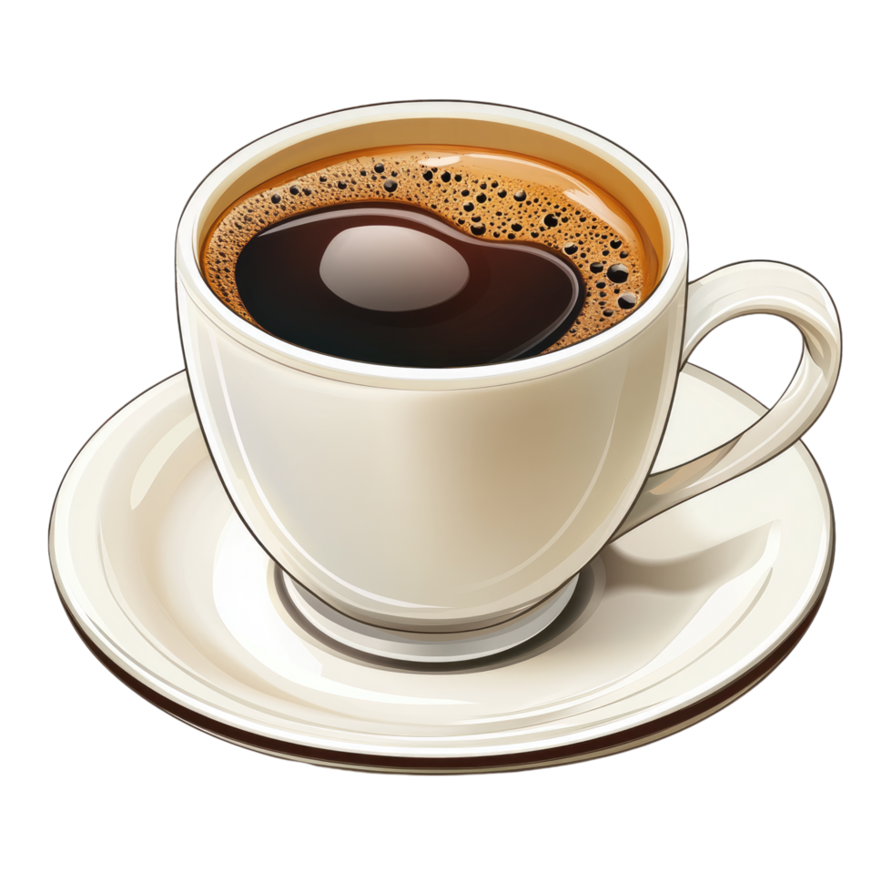 A cup of coffee with a heart shape on it png