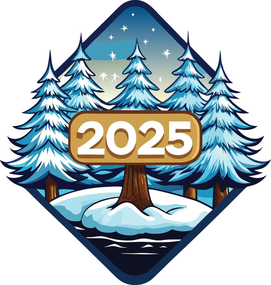 winter and snow tree for new year clebration 2025 vector