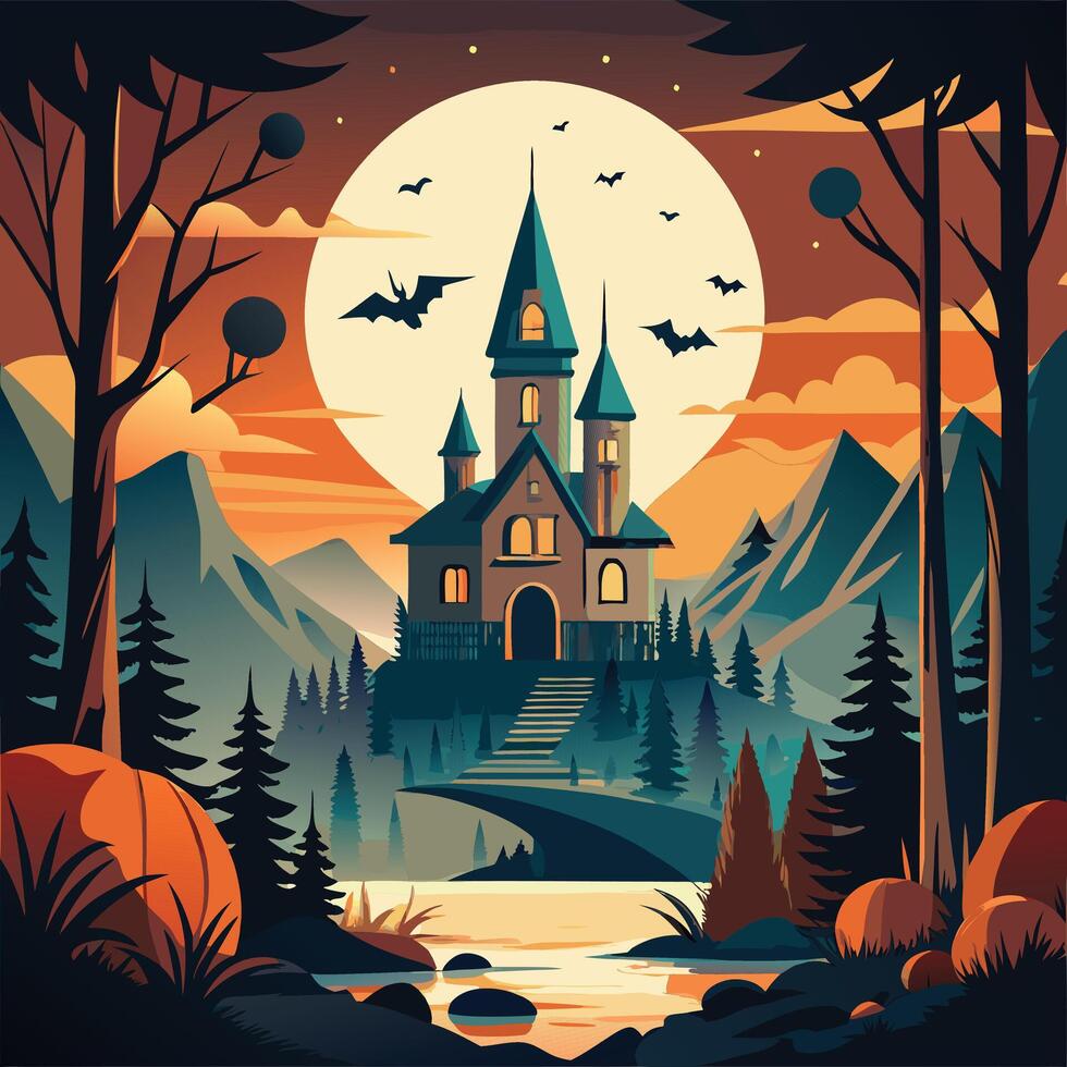 halloween background nignt illustration. vector