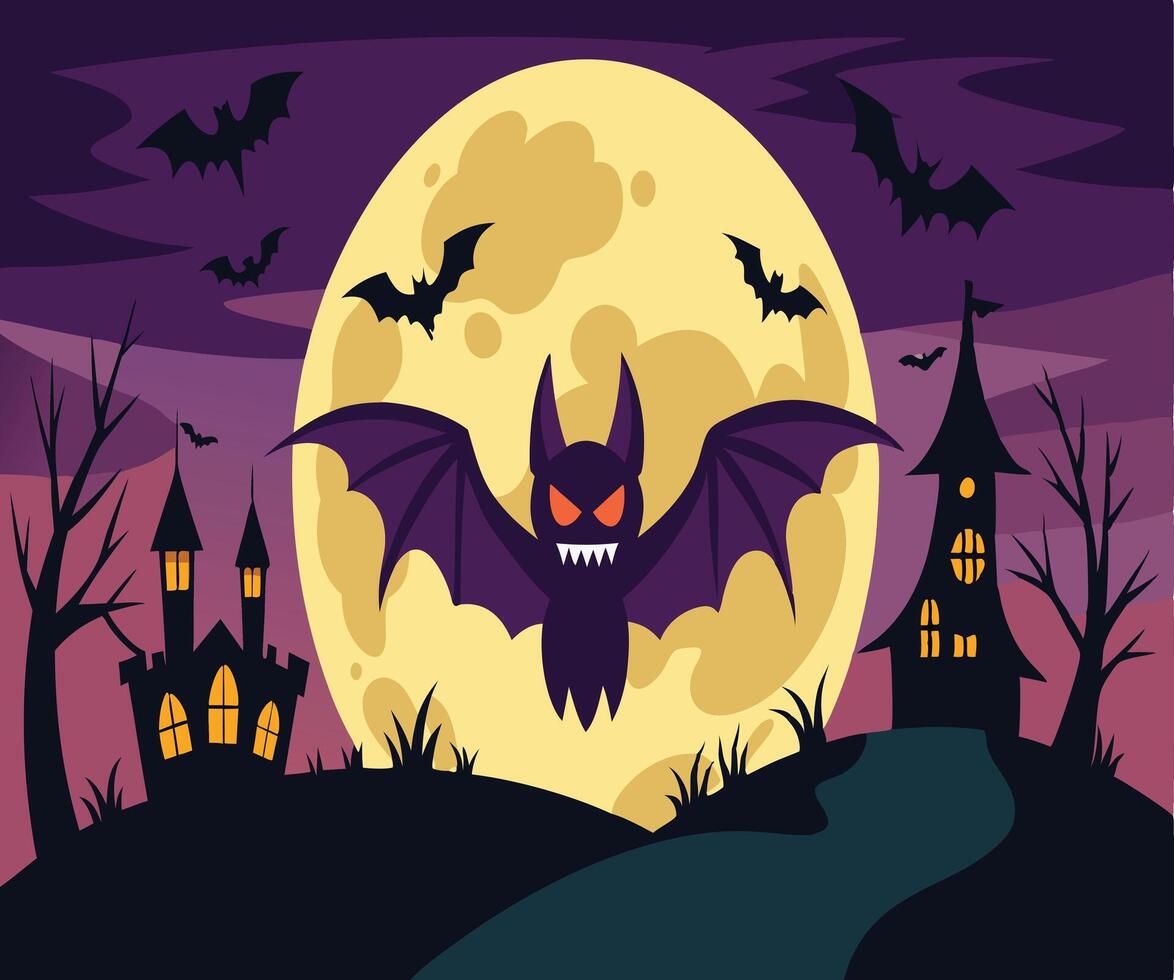 bat halloween background design vector