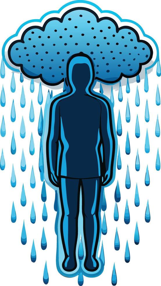 human standing for rainy day illustration vector