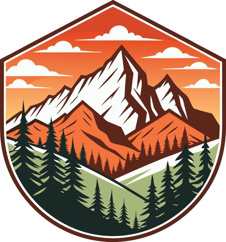 vintage illustration of mountain landscape. vector