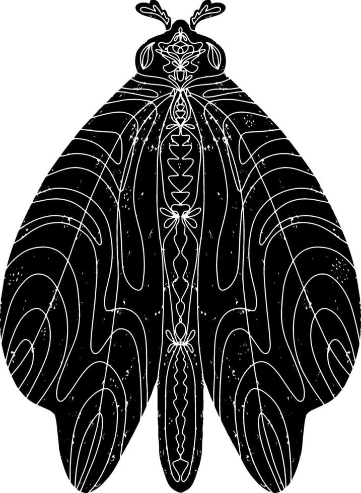 a black and white drawing of a moth vector