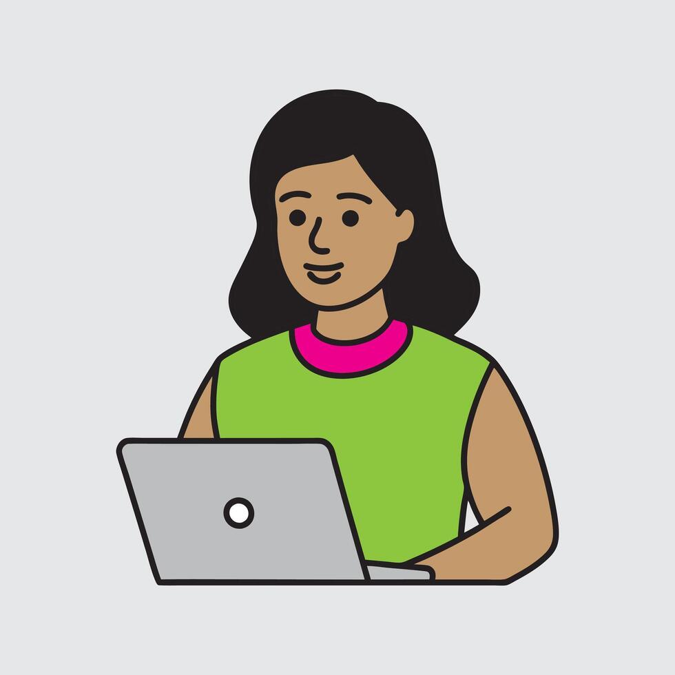 A girl is working in the office vector