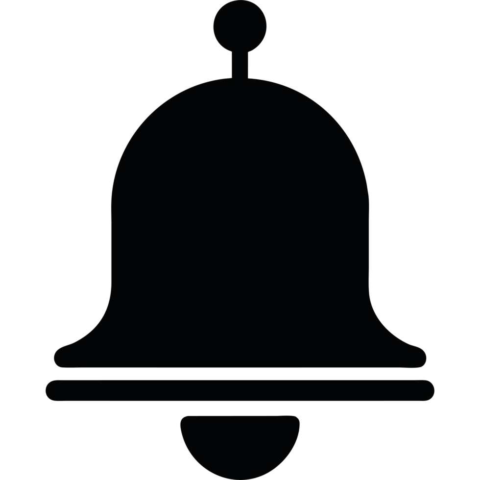 a black bell icon on a transparent background png