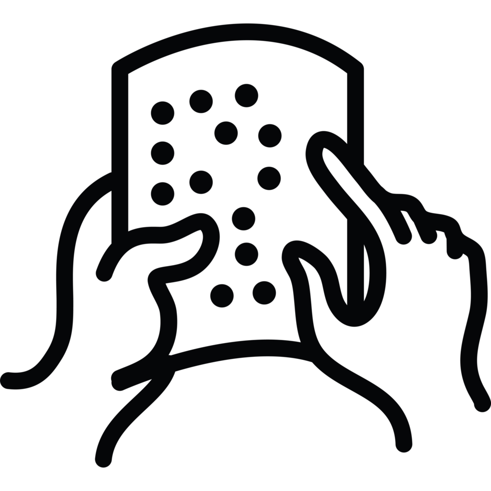 a hand holding a book with dots on it png