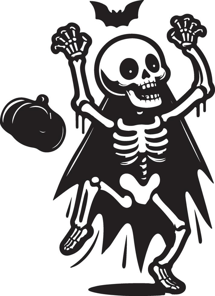 Halloween Skeleton Silhouettes Collection on White Background for Chilling Ideas vector