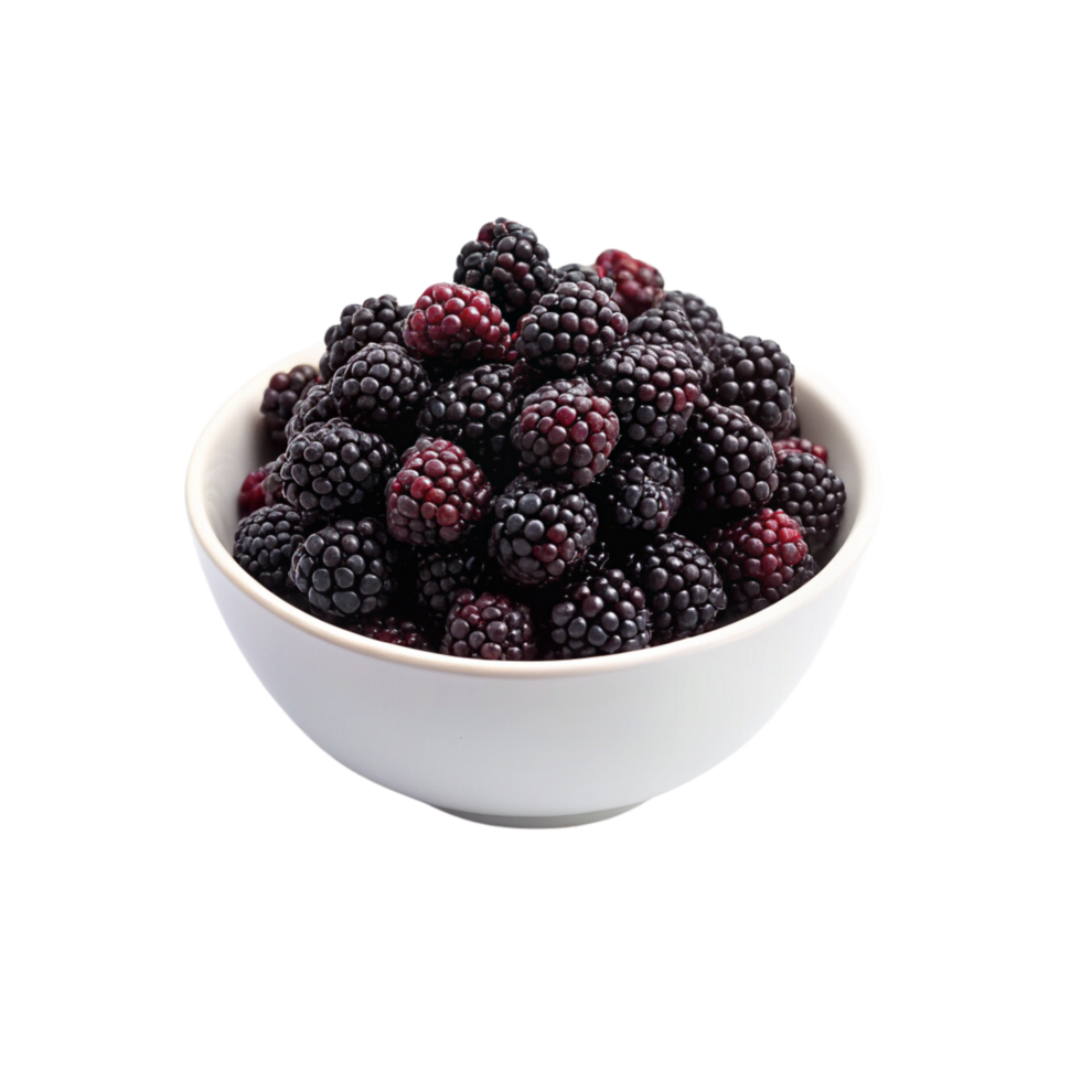 Blackberries in a bowl on a transparent background png