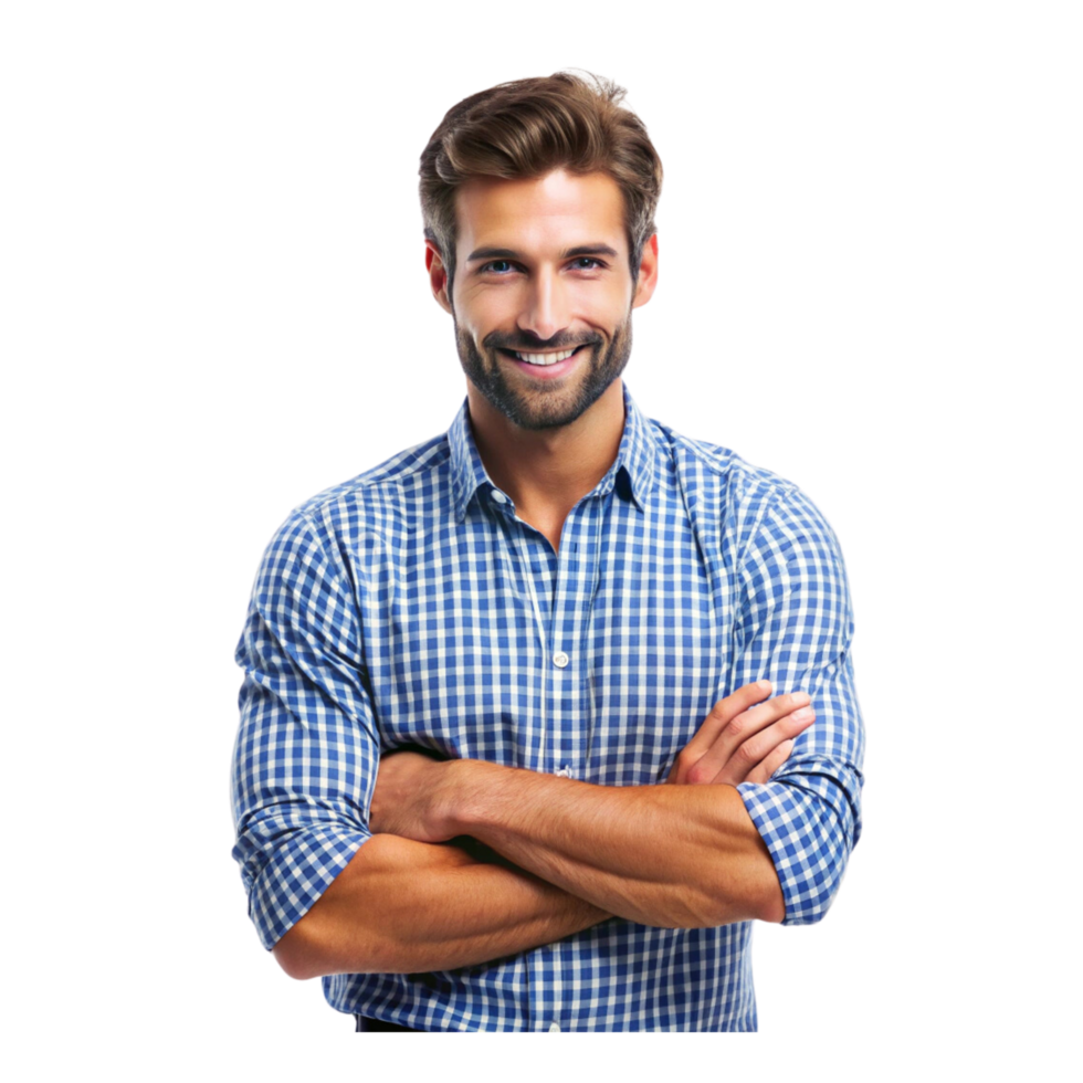 Man handsome with crossed arms isolated png