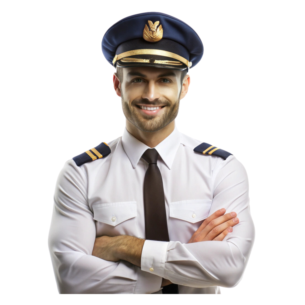 Portrait of a pilot on transparent background png
