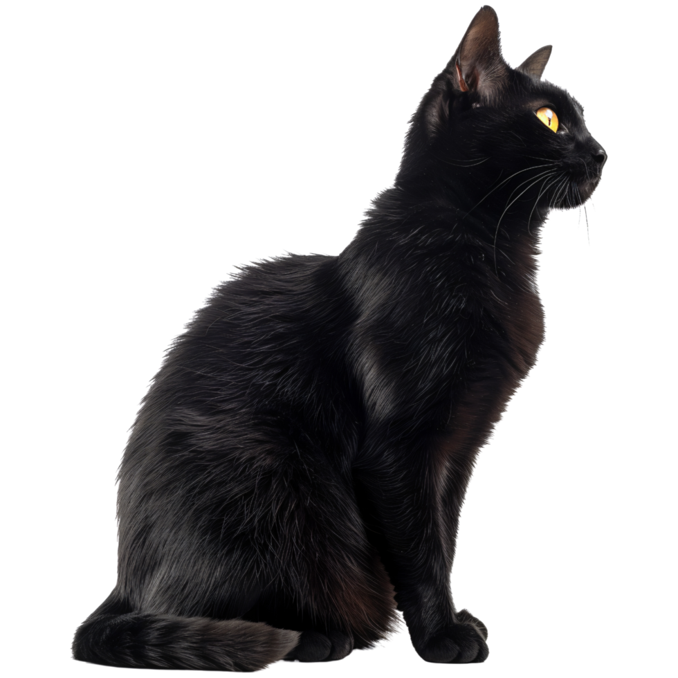 Black cat isolated on transparent background png