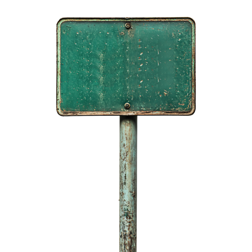 Empty green street sign for transportation and road related isolated on transparent background png