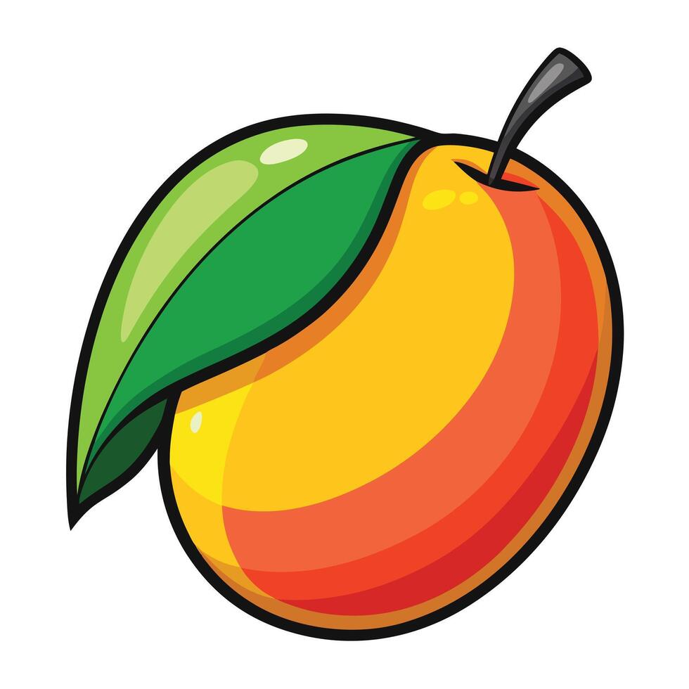 A mango with a leaf on it vector