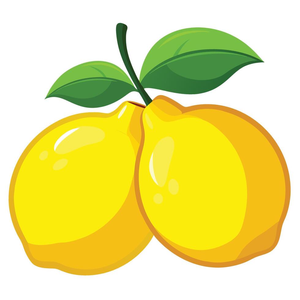 Two lemons with leaves on a white background vector