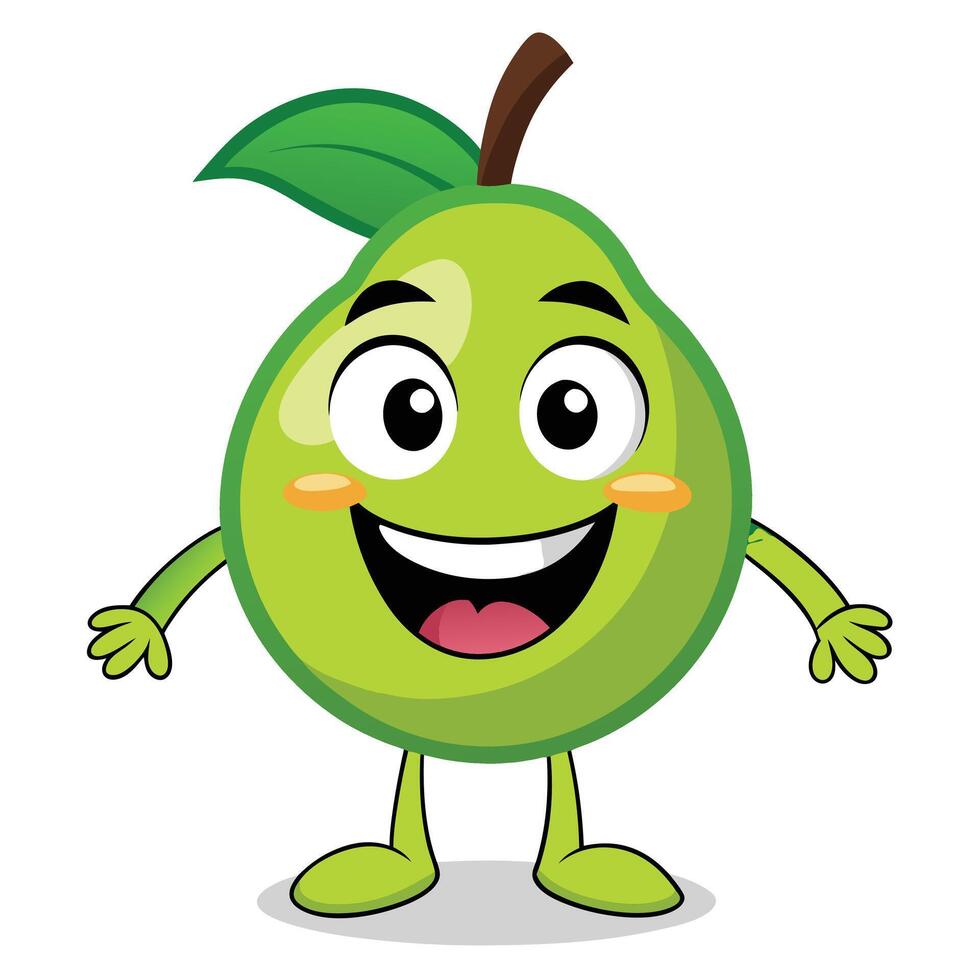 A cartoon green pear character with arms and legs vector
