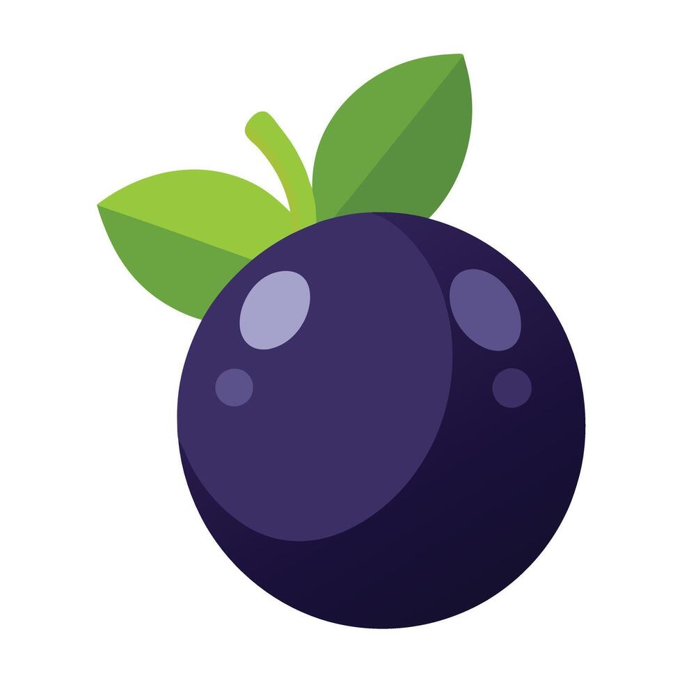 A purple fruit with green leaves on it vector
