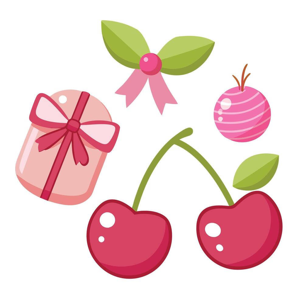 Cherry and gift vector