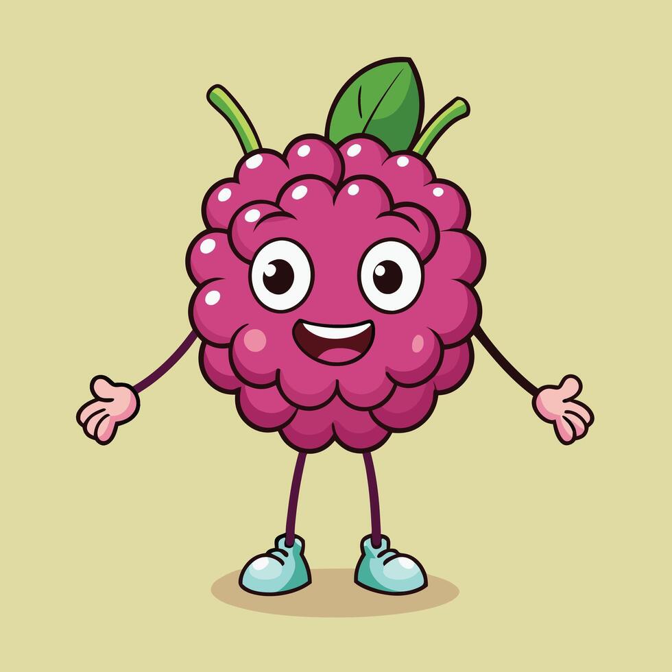 A cartoon raspberry character with arms outstretched vector