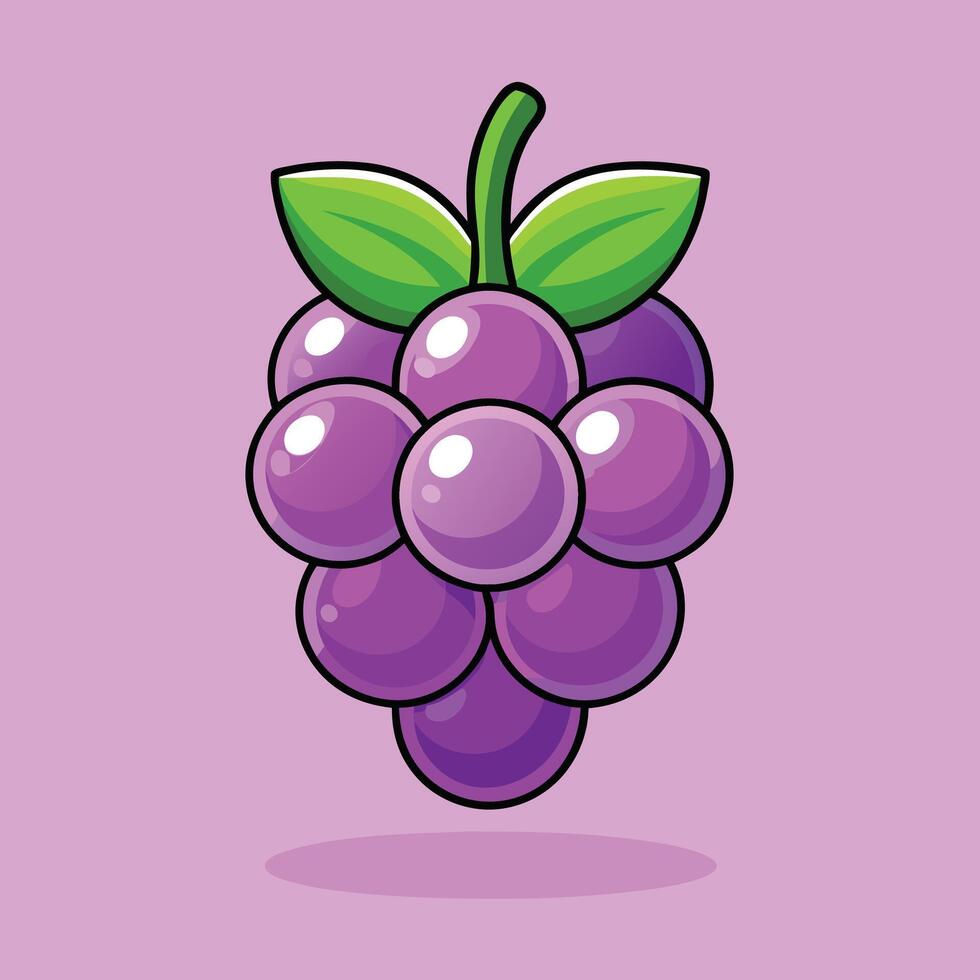 A purple grape with leaves on it vector