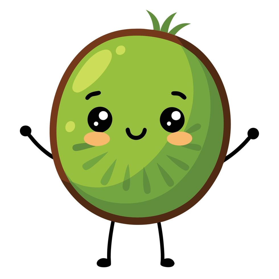 A cartoon kiwi fruit character with arms outstretched vector