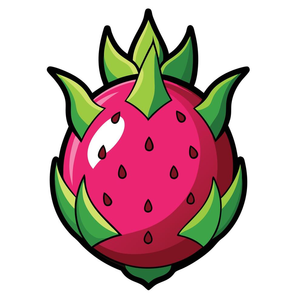 A strawberry with green leaves and a pink center vector