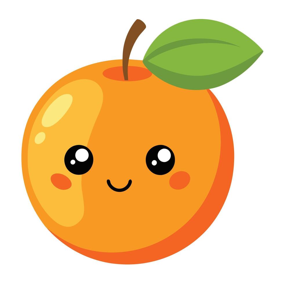 An orange with a green leaf on it vector